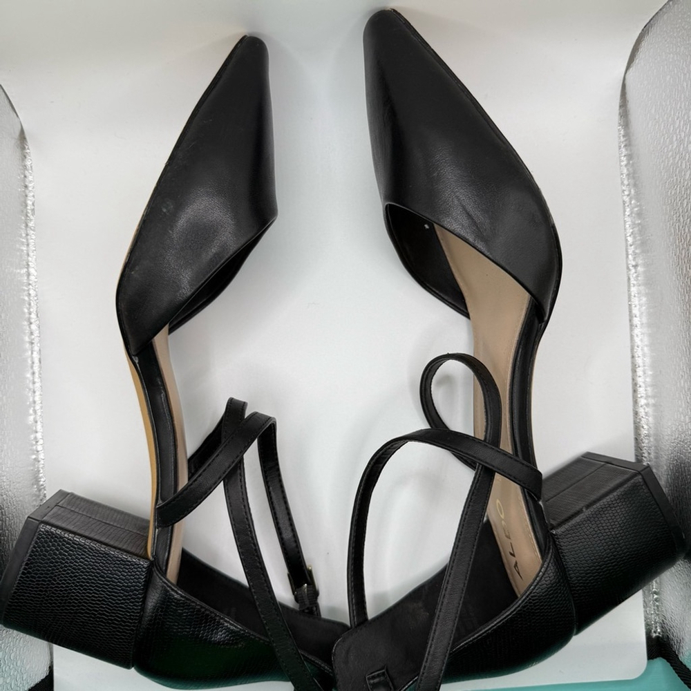 Aldo Black Elegant Heels Ankle Straps Women’s 10 - Picture 8 of 11